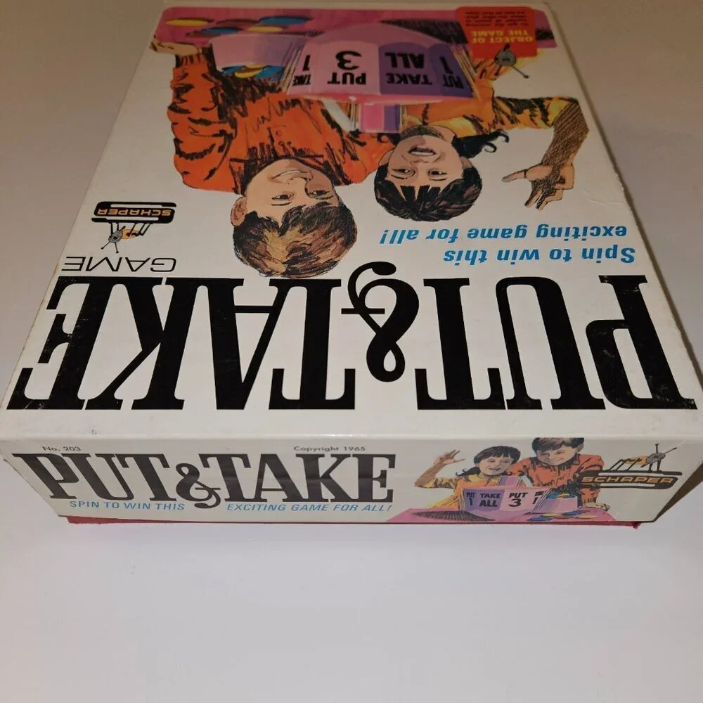 VTG Put & Take Game Pink Spinner Red Yellow Blue Chips Schaper 1965 READ